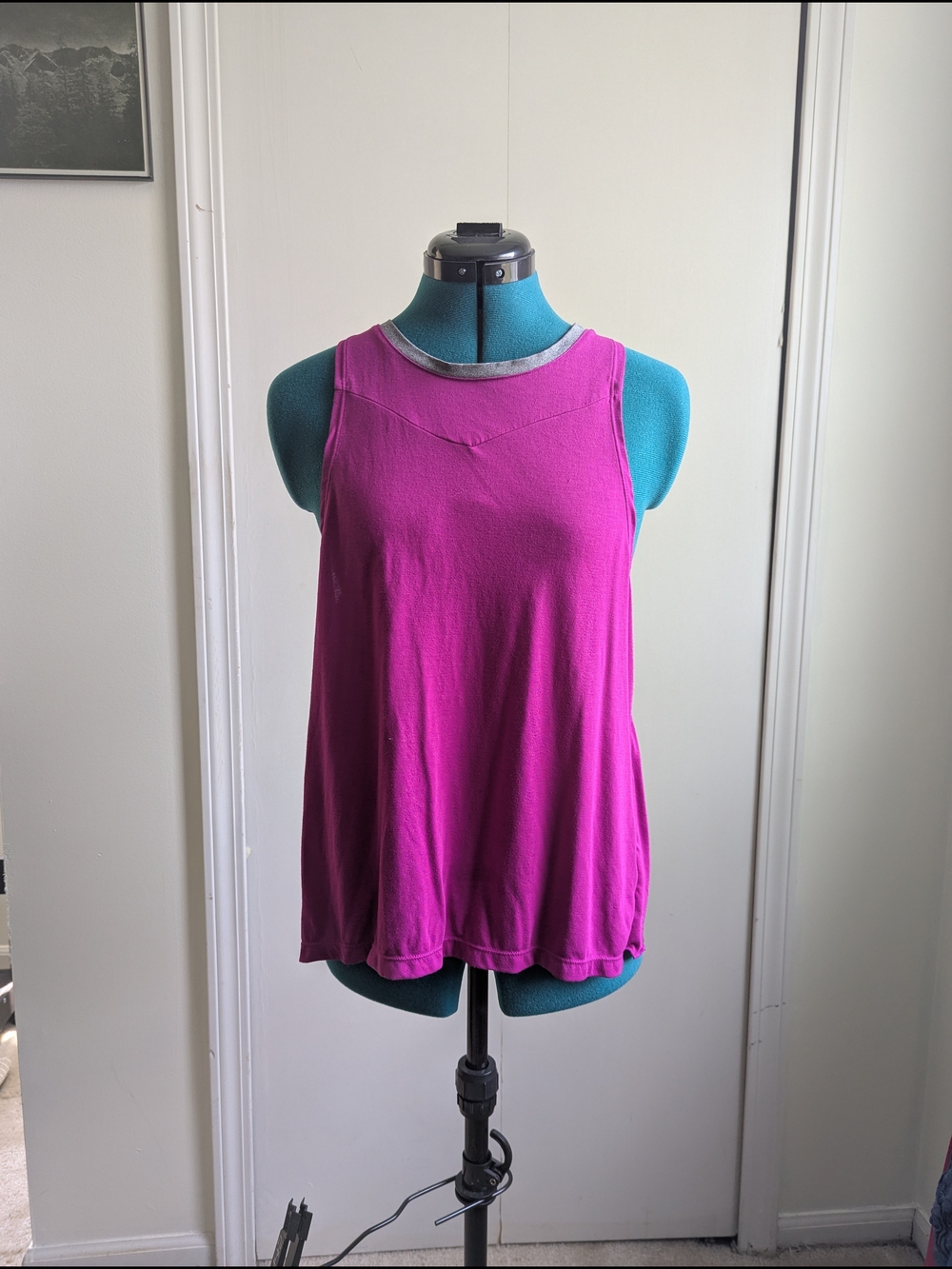 Women's Magenta Tank Top with Contrast Neckline